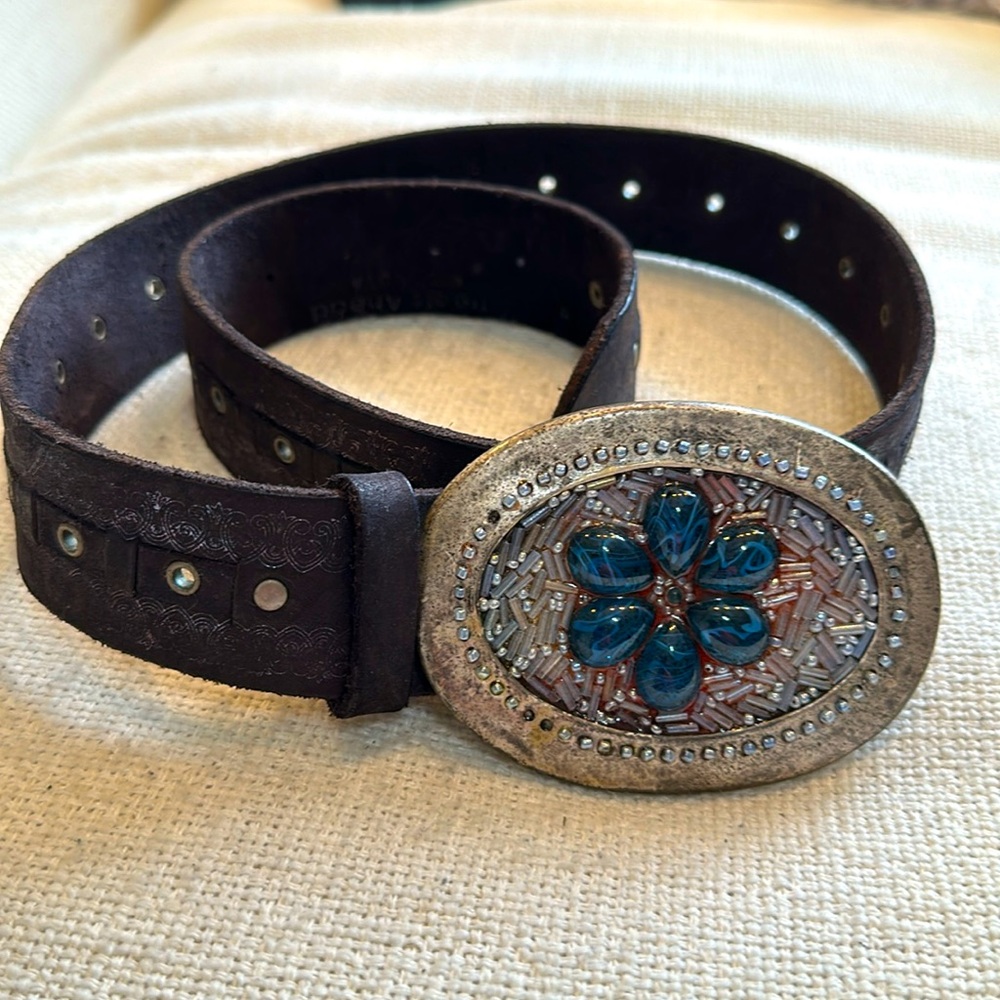 Streets Ahead Brown Belt with Blue and Silver Accents